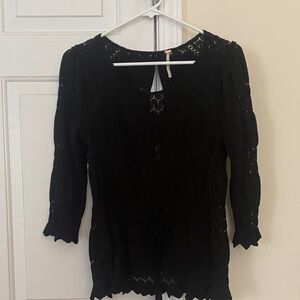 Free People Black Lace Blouse